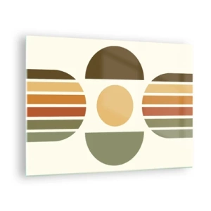 Quadro em vidro - Design geométrico abstrato com tons terrosos e formas ousadas - 70x50cm - Em tons terrosos - Decoração de parede moderna para a sala de estar e quarto ARTTOR