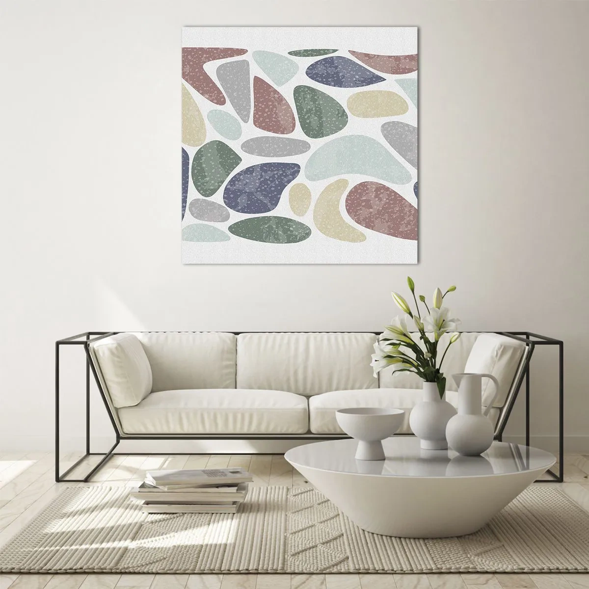 Quadro em vidro - Um mosaico de cores em pó - 30x30 cm