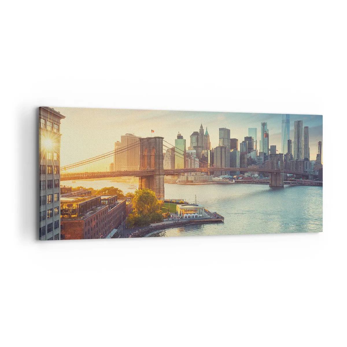 Quadro em tela - O amanhecer da cidade grande - 100x40 cm