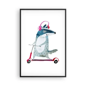 Pôster com moldura preta - A alegria do texugo - 61x91 cm