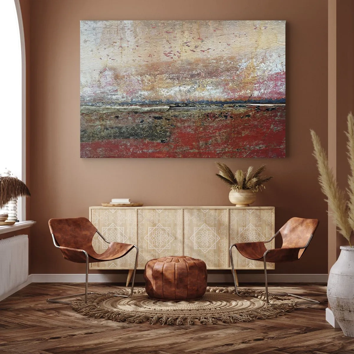 Quadro em tela - Uma composição abstrata inspirada no mar e na natureza. - 70x50cm - Talvez seja o mar - Decoração de parede moderna para a sala de estar e quarto ARTTOR