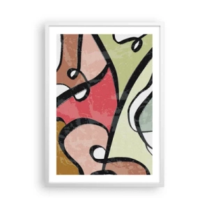 Pôster em moldura branca - Piruetas entre cores - 50x70 cm