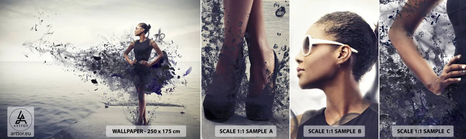 Amostra de papel de parede autocolante Deluxe Sticker - Vénus africana - Mulher, Abstração, Modelo - 100x30 cm