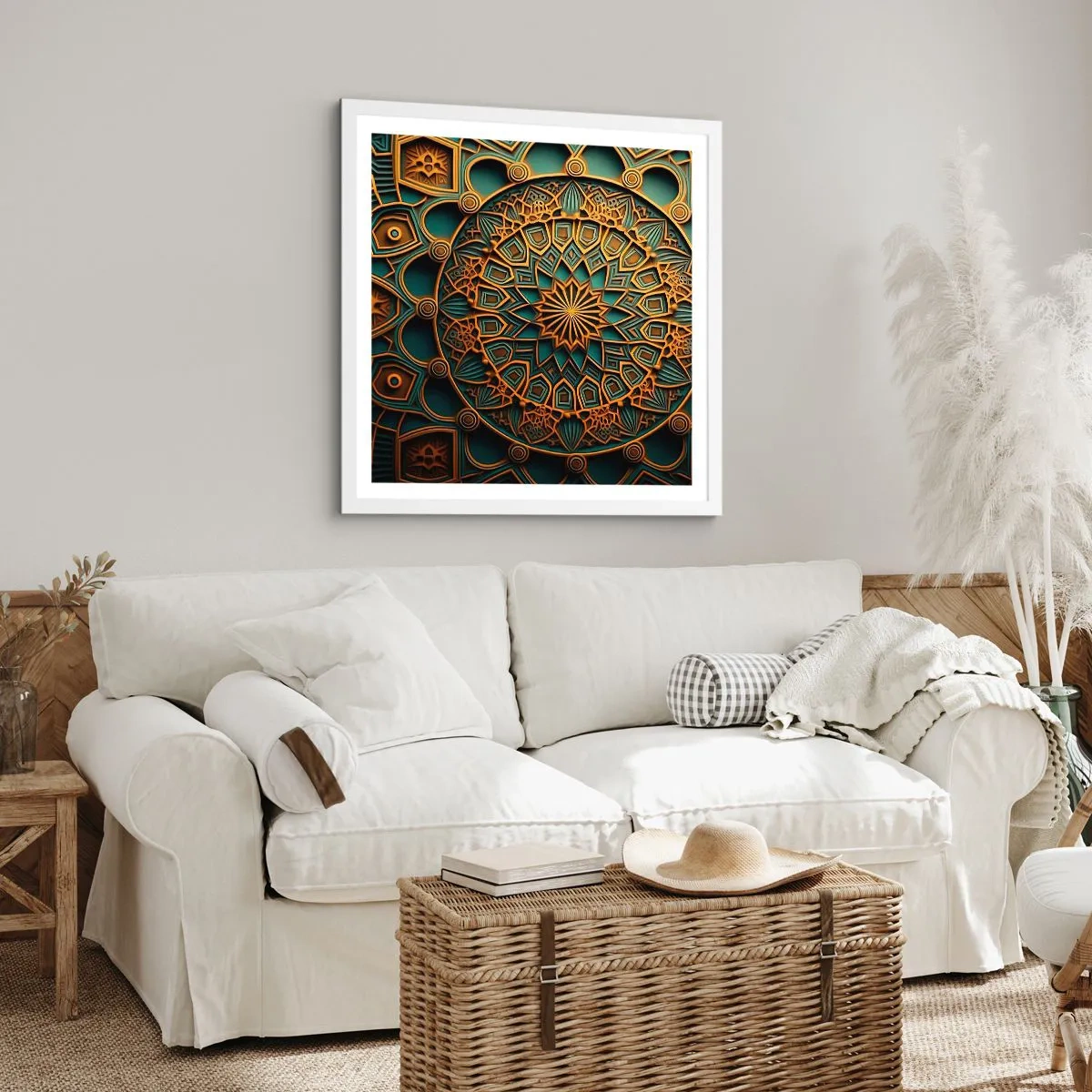 Pôster em moldura branca - Em uma atmosfera árabe - 60x60 cm