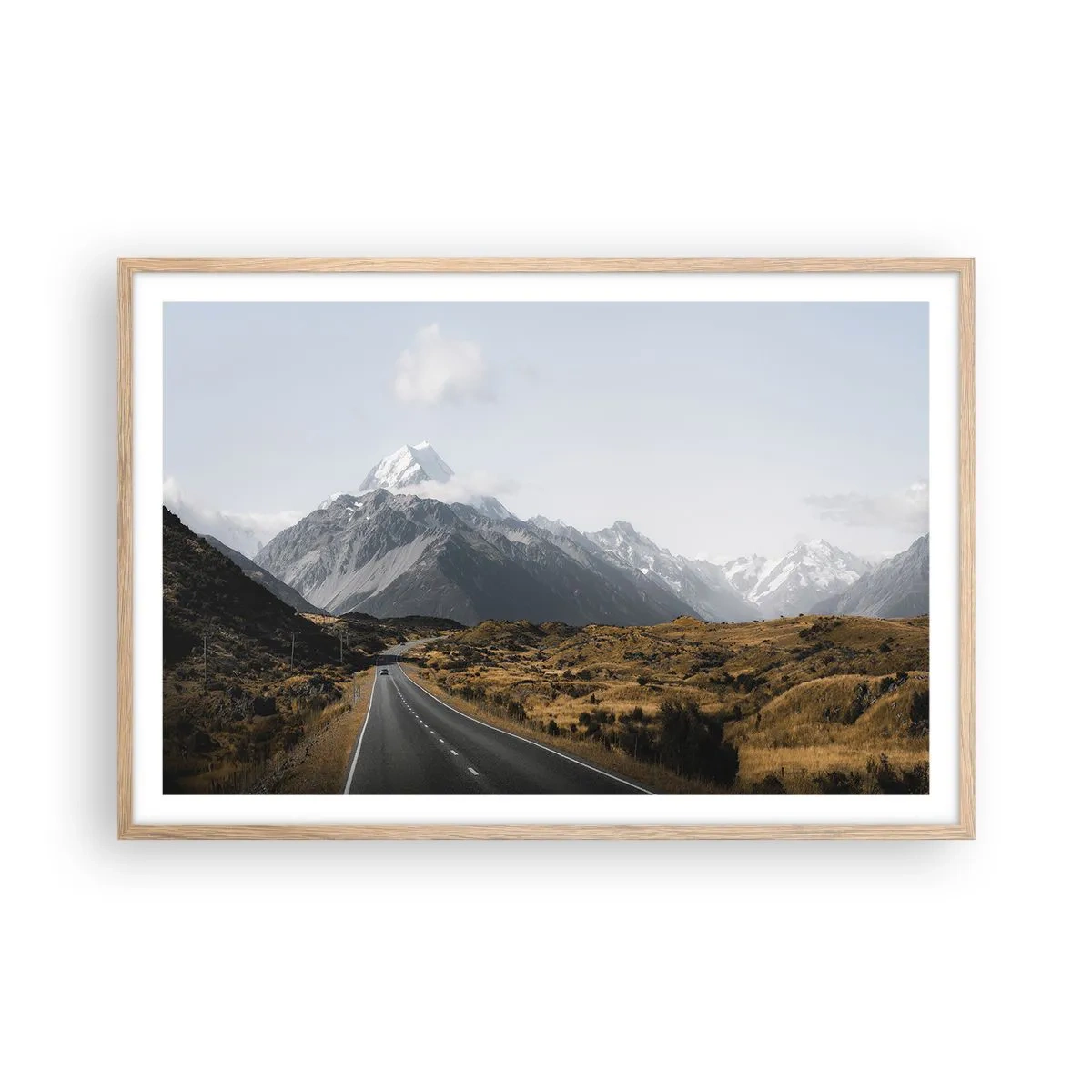Pôster com moldura de carvalho claro - O caminho para o coração das montanhas - 91x61 cm