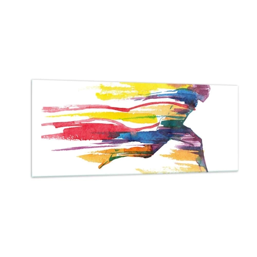 Quadro em vidro - Correndo pelo arco-íris - 100x40 cm