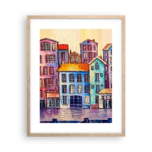 Pôster com moldura de carvalho claro - Uma cidade como de um conto de fadas - 40x50 cm
