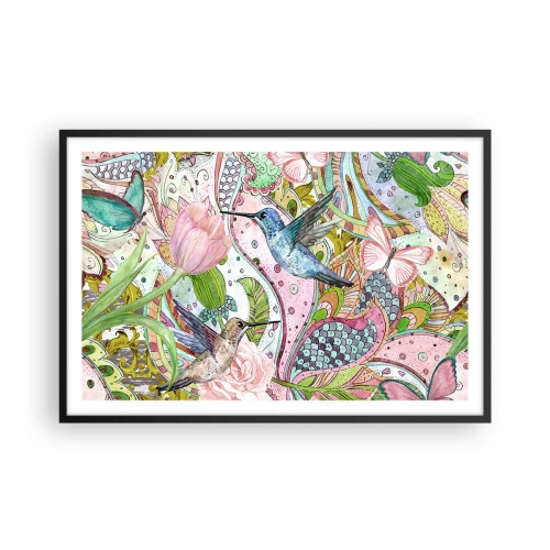 Pôster com moldura preta - Emaranhados em trepadeiras - 91x61 cm