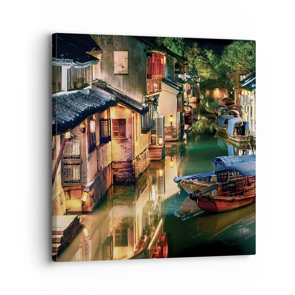 Quadro em tela - Uma noite em uma rua chinesa - 30x30 cm