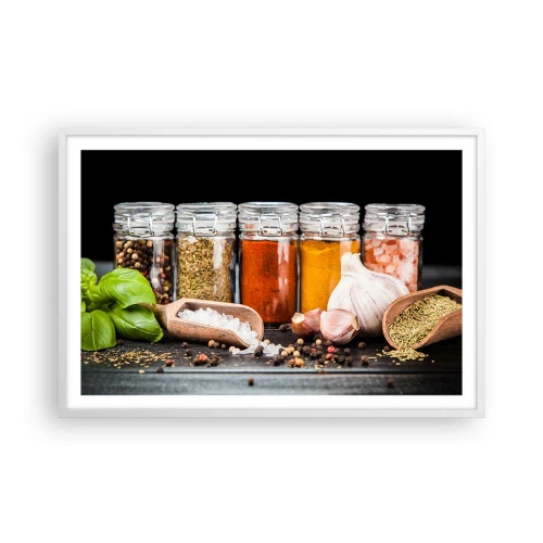 Pôster em moldura branca - Para que a vida tenha um sabor - 91x61 cm