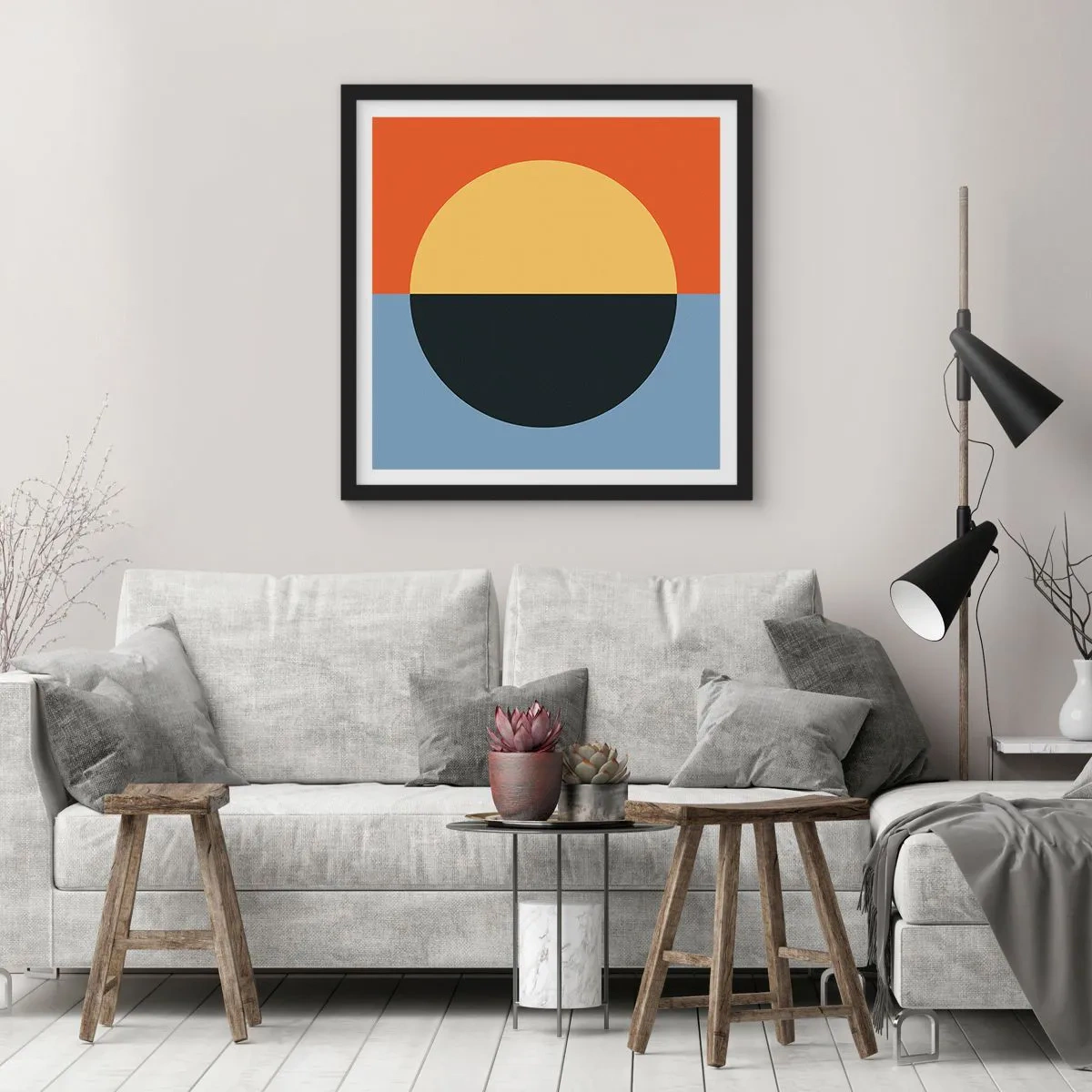 Pôster com moldura preta - Composição do calor e do frio - 30x30 cm