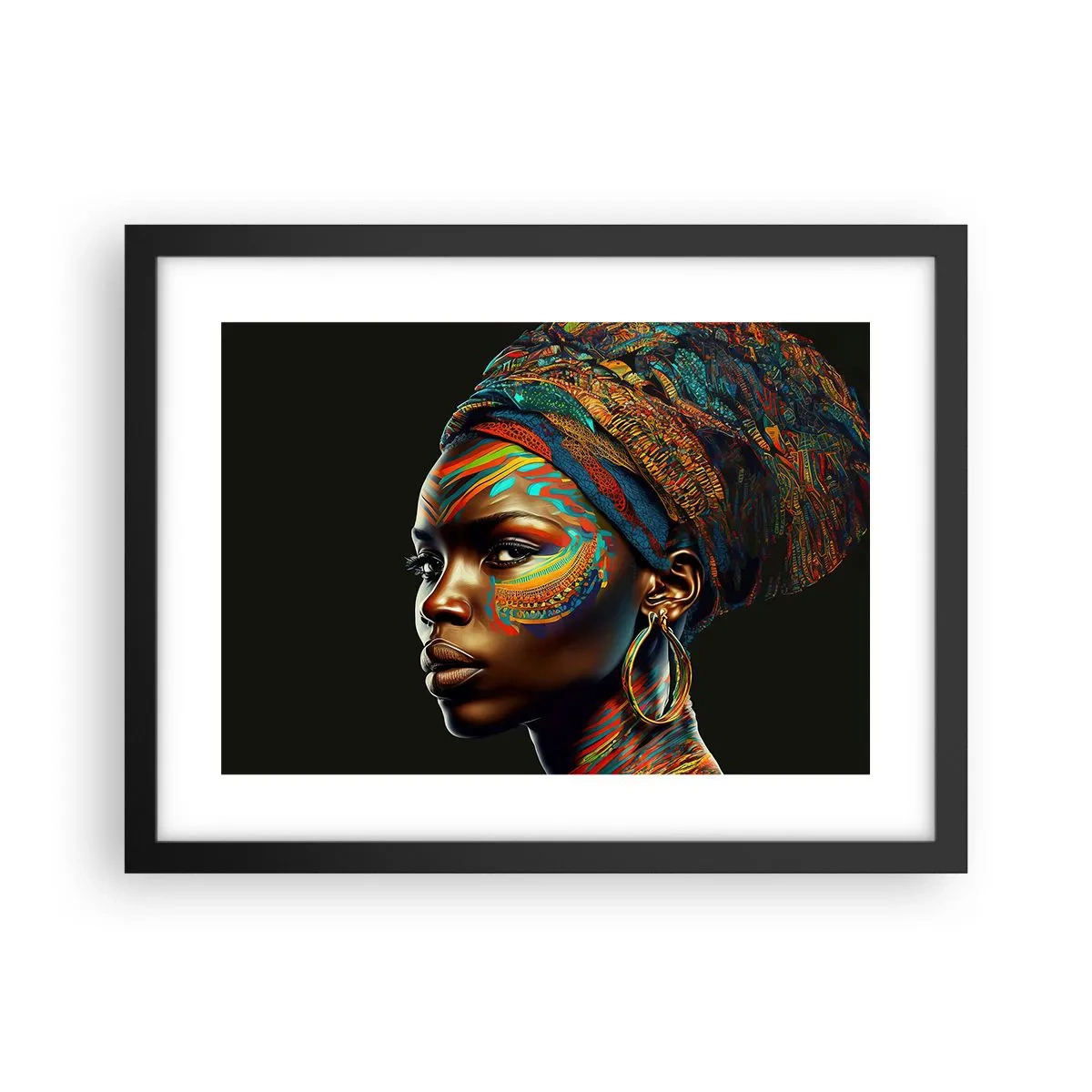 Pôster com moldura preta - Rainha africana - 40x30 cm