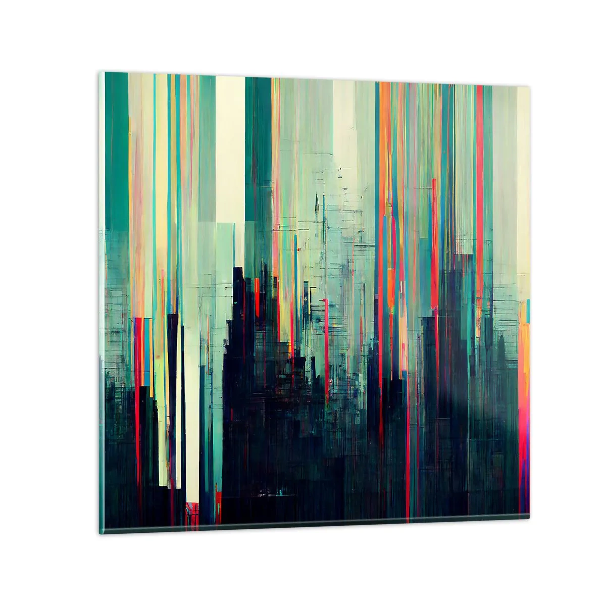 Quadro em vidro - Cidade futurista - 40x40 cm