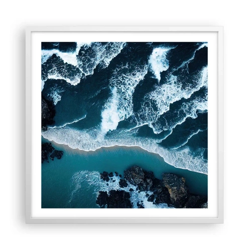 Pôster em moldura branca - Envolto em ondas - 60x60 cm