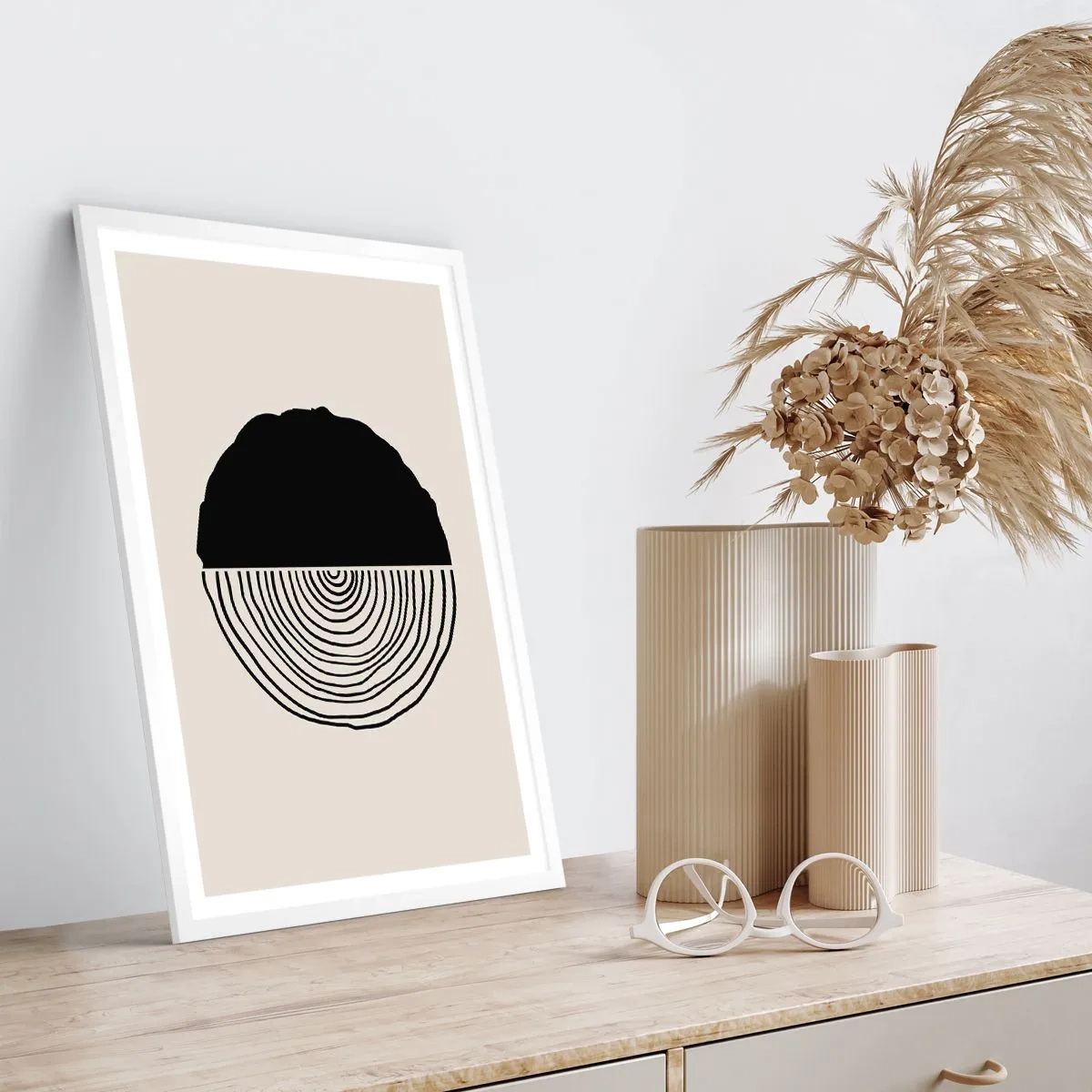 Pôster em moldura branca - Meio a meio - 50x70 cm