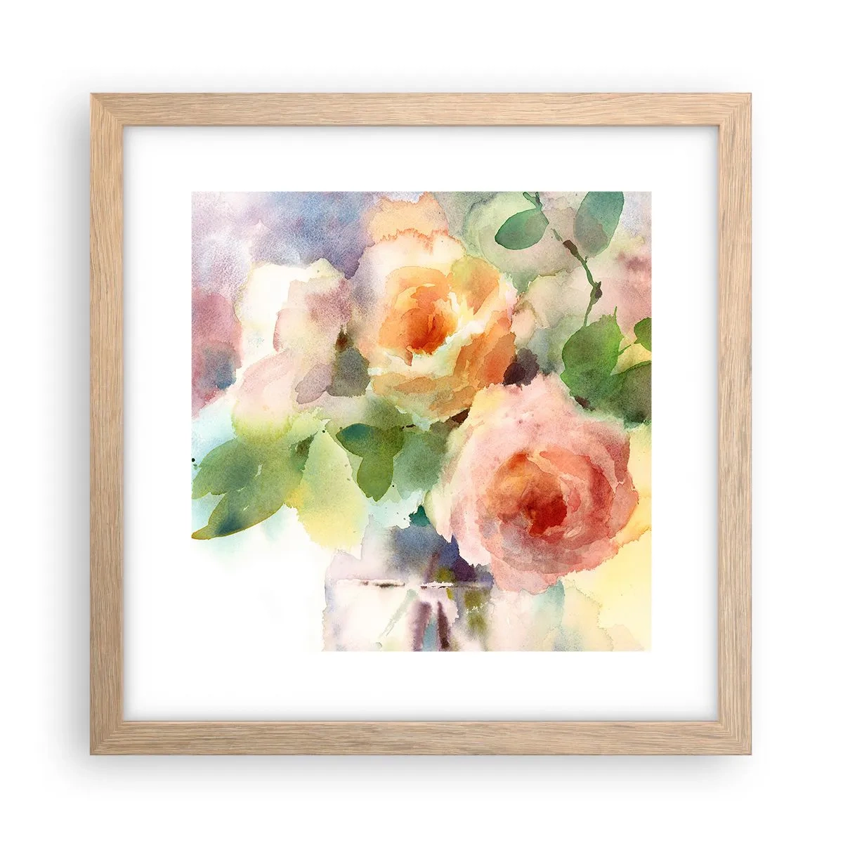 Pôster com moldura de carvalho claro - Delicado como uma aquarela - 30x30 cm