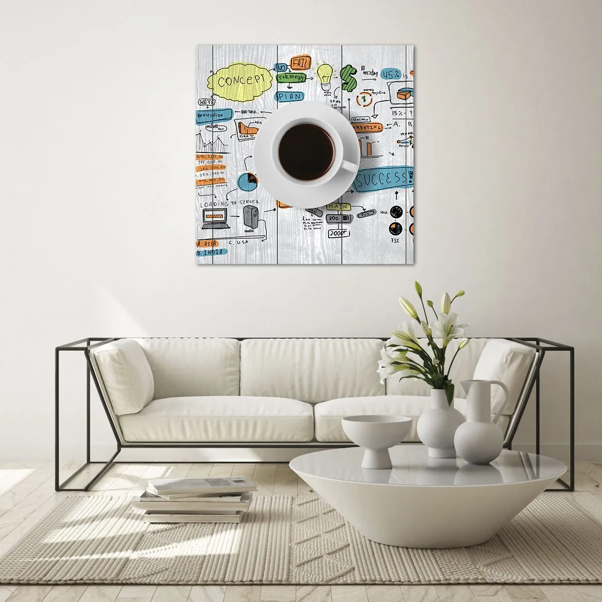 Quadro em vidro - Tempo para uma pausa - 30x30 cm