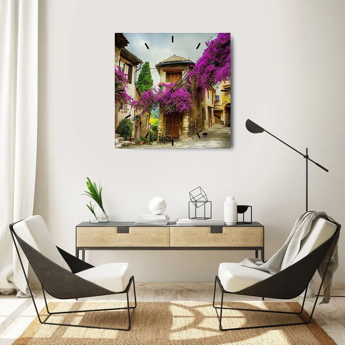 Relógio de parede - Relógio em vidro - Sob um dossel de flores - 40x40 cm