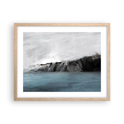 Pôster com moldura de carvalho claro - Água – terra: choque dos elementos - 50x40 cm