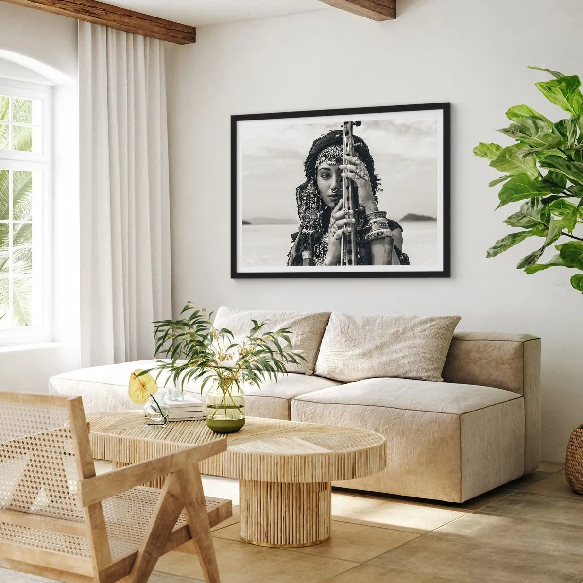 Pôster com moldura preta - A própria música oriental - 100x70 cm