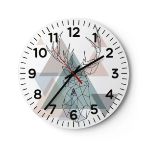 Relógio de parede - Relógio em vidro - Numa floresta geométrica - 30x30 cm