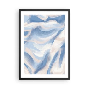 Pôster com moldura preta - Onda abstrata em tons de azul e bege - 50x70cm - Ondas azuis - Decoração de parede moderna para a sala de estar e quarto ARTTOR