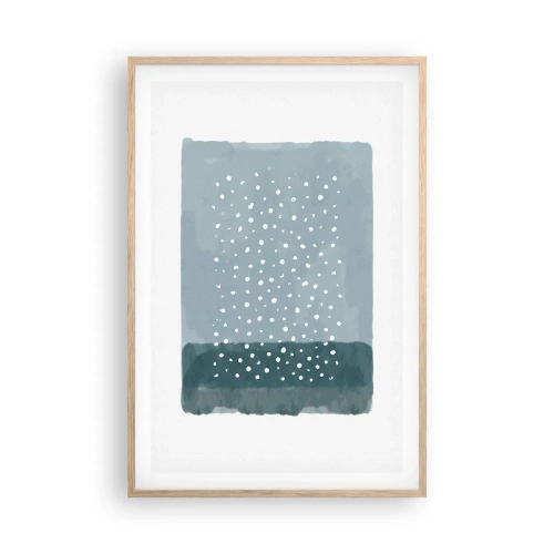 Pôster com moldura de carvalho claro - Cultivado em azul - 61x91 cm