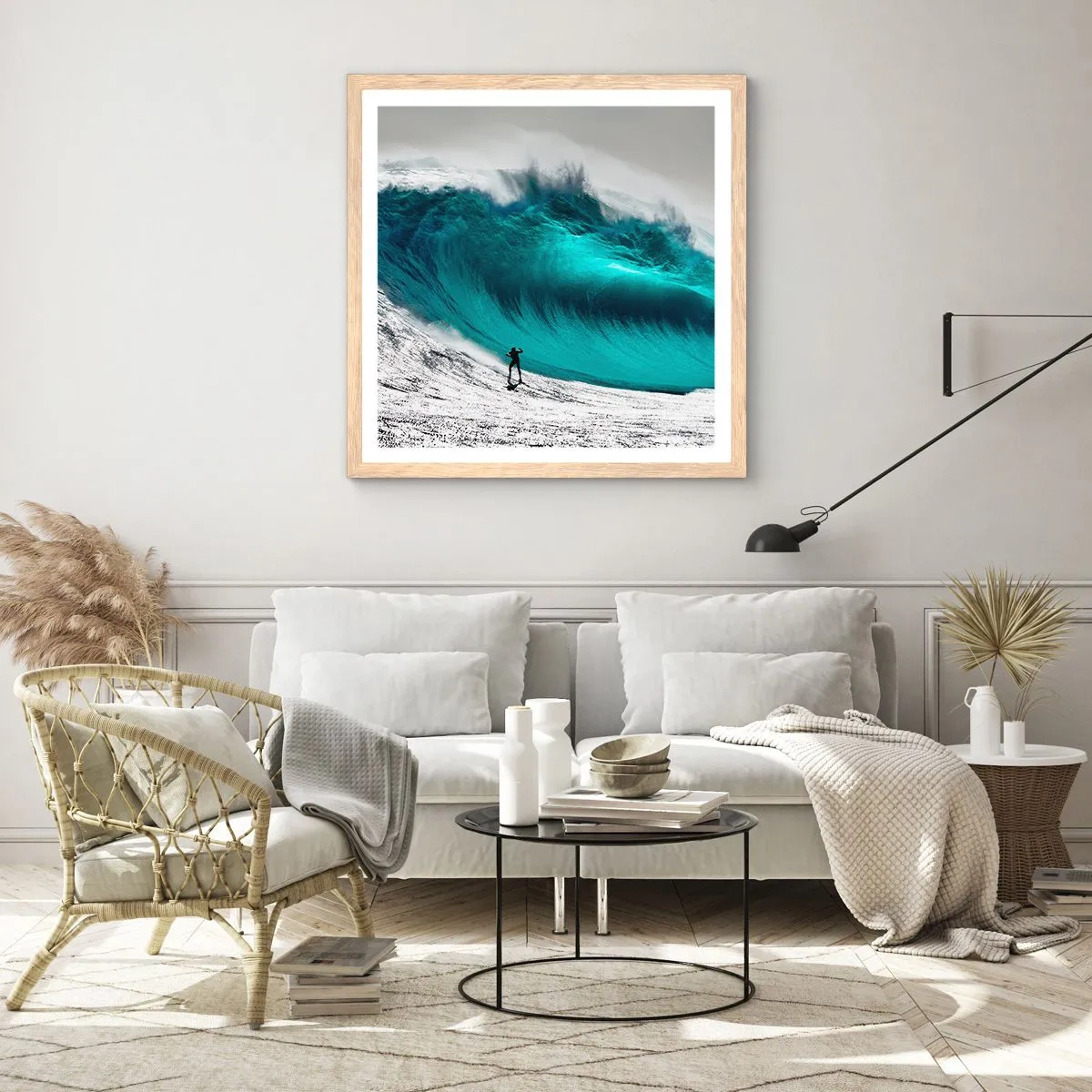 Pôster com moldura de carvalho claro - Desafio aceite - 60x60 cm