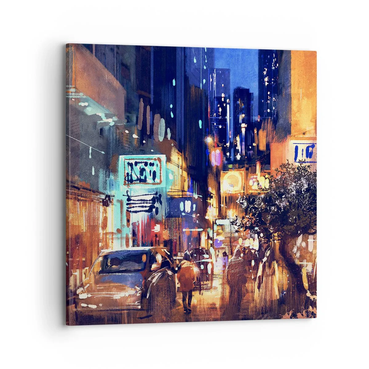 Quadro em tela - E a cidade não dorme - 70x70 cm