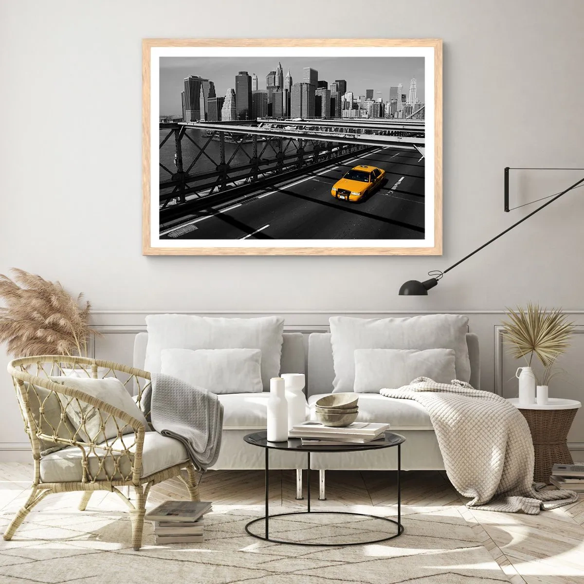 Pôster com moldura de carvalho claro - A cor da cidade grande - 91x61 cm