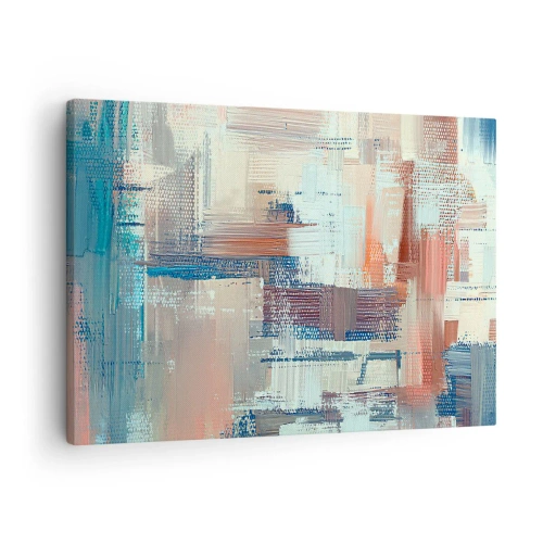 Quadro em tela - Composição abstrata em tons de azul e bege - 70x50cm - Alcance a luz - Decoração de parede moderna para a sala de estar e quarto ARTTOR