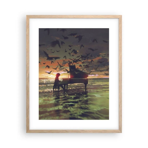 Pôster com moldura de carvalho claro - Um concerto de piano e ondas - 40x50 cm