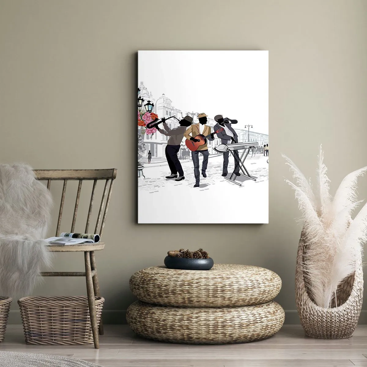 Quadro em tela - Música de rua - 50x70 cm