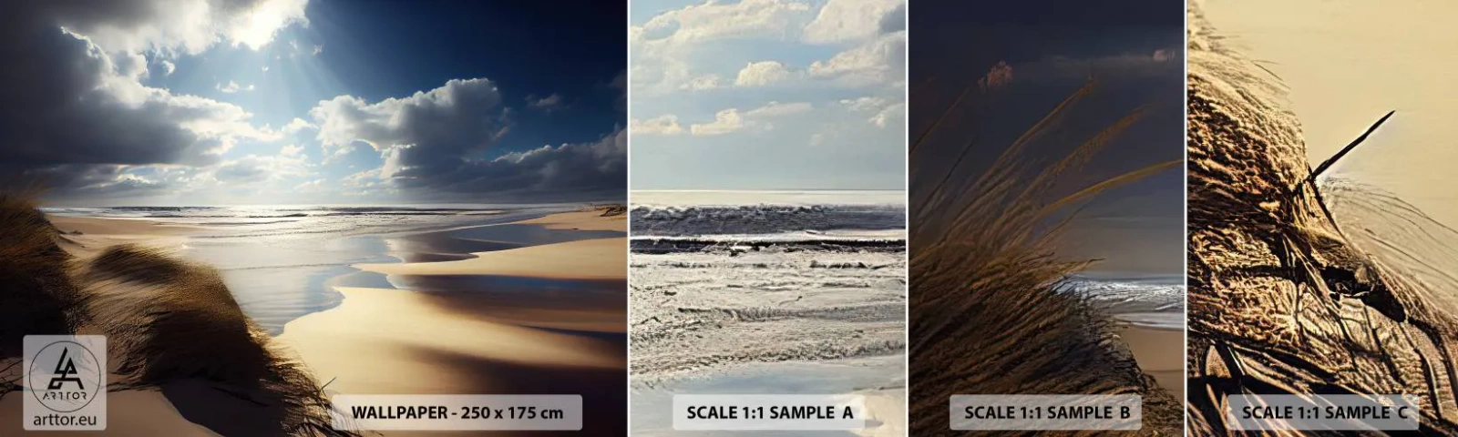 Amostra de Papel de Parede Standard Eco - Praia, praia selvagem - Praia, Mar, Dunas - 100x30 cm