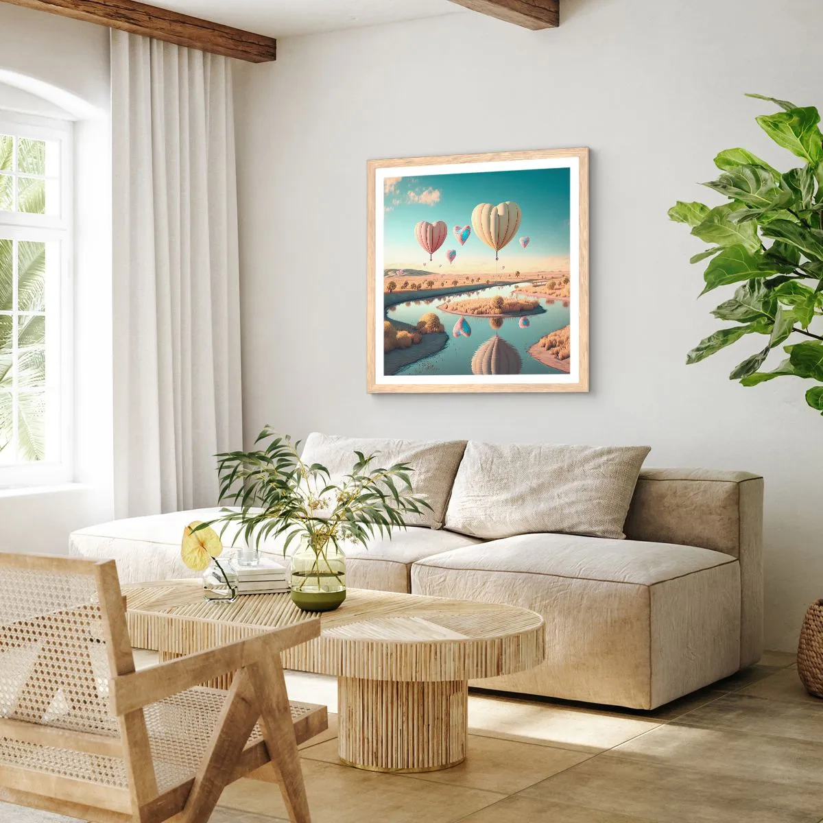 Pôster com moldura de carvalho claro - O amor permite se reerguer - 60x60 cm