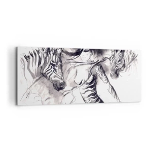 Quadro em tela - Dançando com as zebras - 120x50 cm