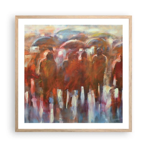 Pôster com moldura de carvalho claro - Iguais na chuva e no nevoeiro - 60x60 cm