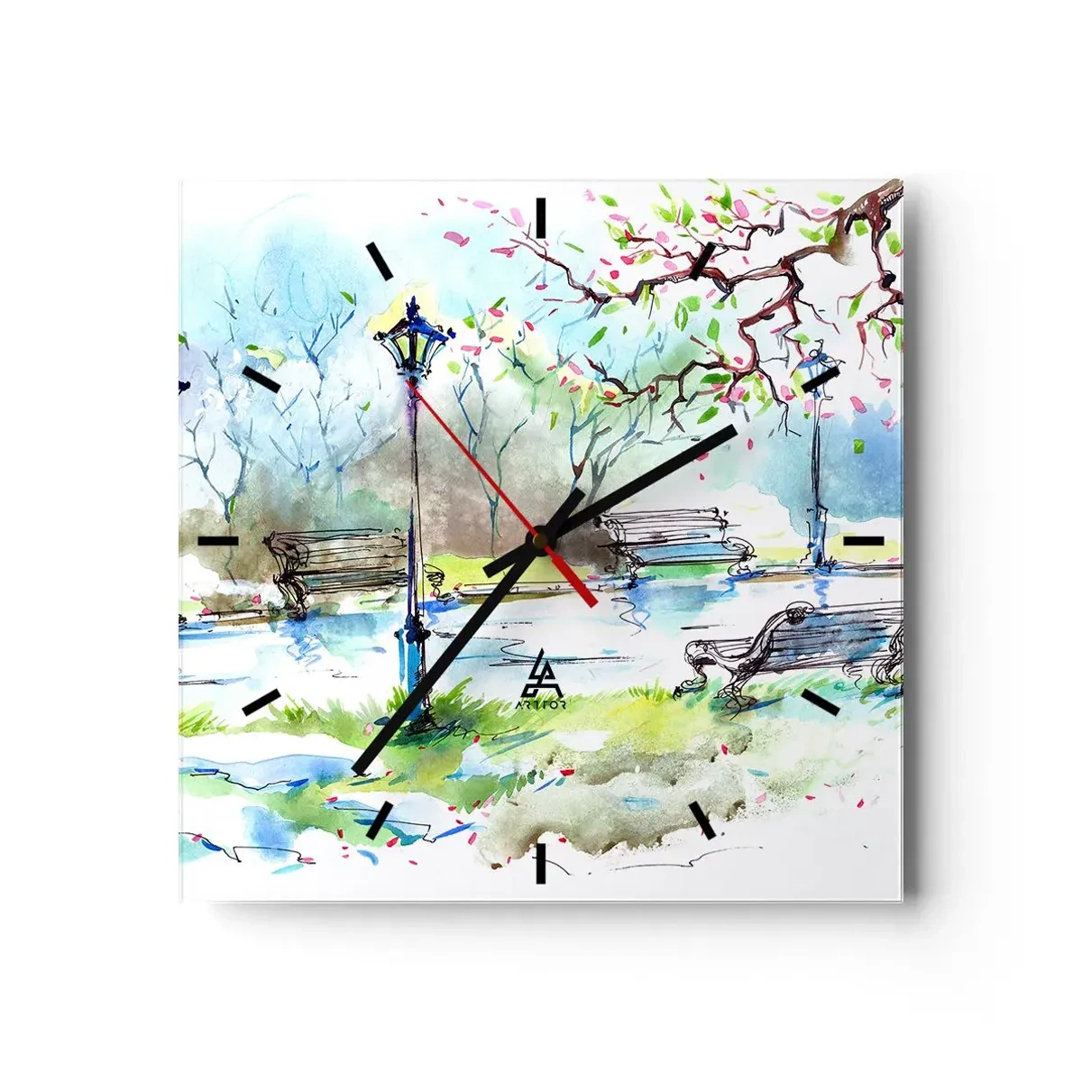 Relógio de parede - Relógio em vidro - O encanto do silêncio do parque - 30x30 cm