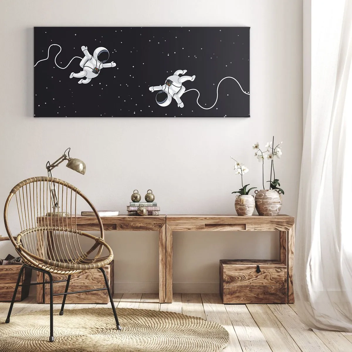 Quadro em tela - Emaranhado Cósmico - 160x50 cm