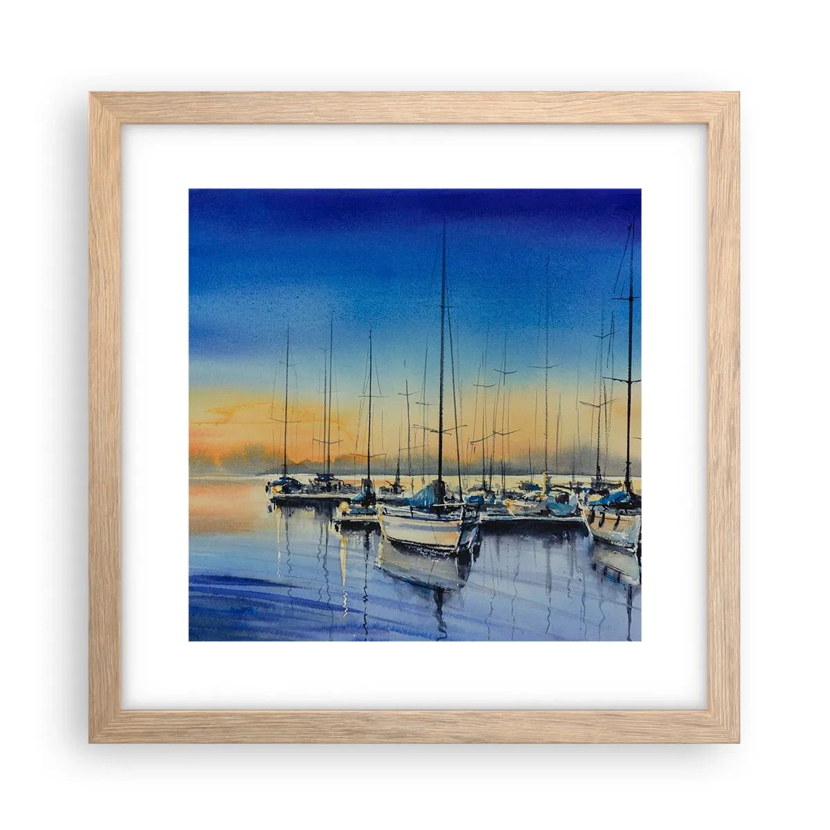 Pôster com moldura de carvalho claro - Fim de um bom dia - 30x30 cm