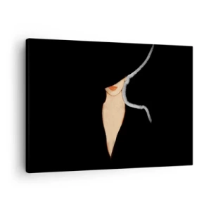 Quadro em tela - Silhueta de uma mulher com um chapéu em um fundo preto - 70x50cm - Elegância e estilo - Decoração de parede moderna para a sala de estar e quarto ARTTOR
