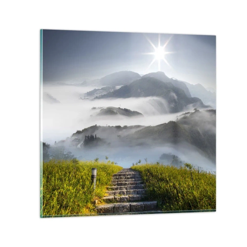Quadro em vidro - Em direcção às nuvens - 40x40 cm
