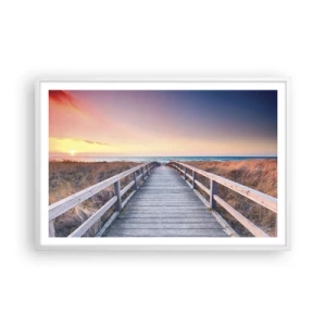 Pôster em moldura branca - Aurora da noite do Báltico - 91x61 cm