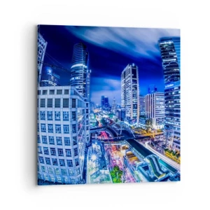 Quadro em tela - Ritmos da cidade noturna - 70x70 cm