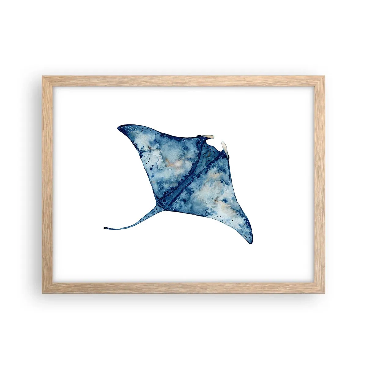 Pôster com moldura de carvalho claro - A vida em azul - 40x30 cm