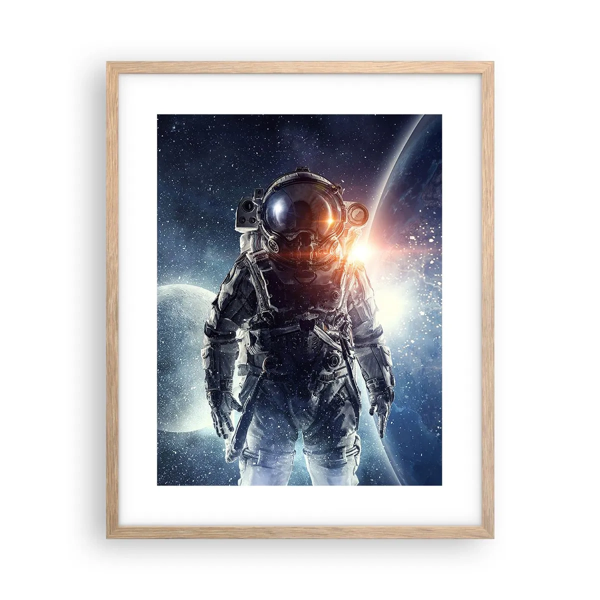 Pôster com moldura de carvalho claro - Aventura espacial - 40x50 cm