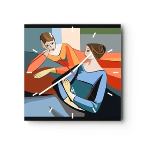 Relógio de parede - Relógio em vidro - Um momento de confiança - 40x40 cm