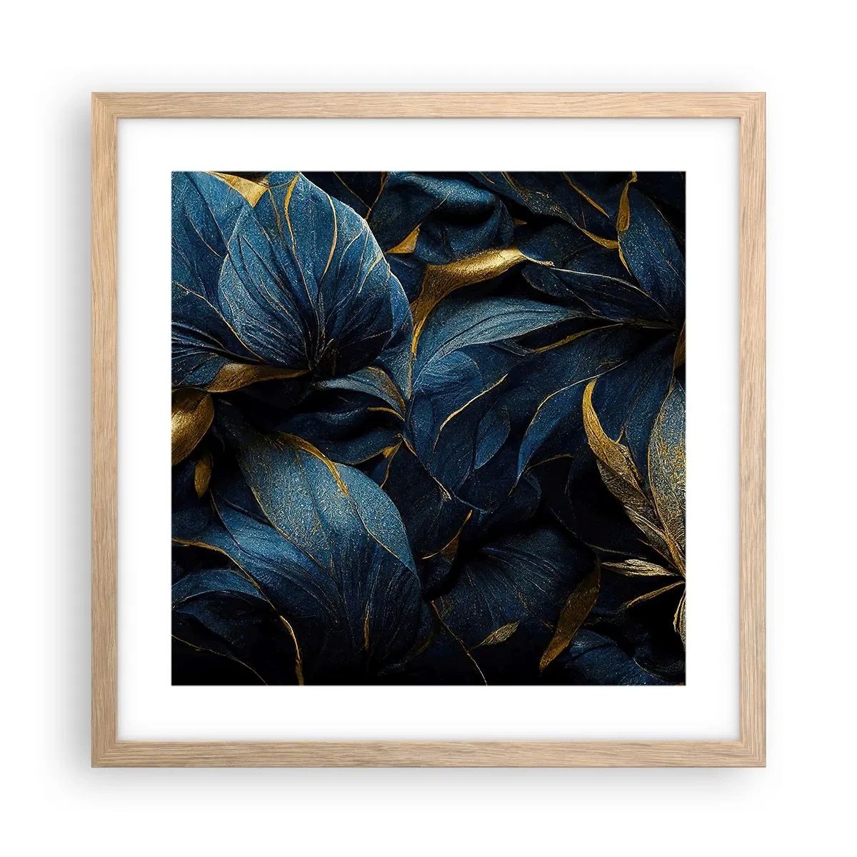 Pôster com moldura de carvalho claro - Forrado com ouro - 40x40 cm