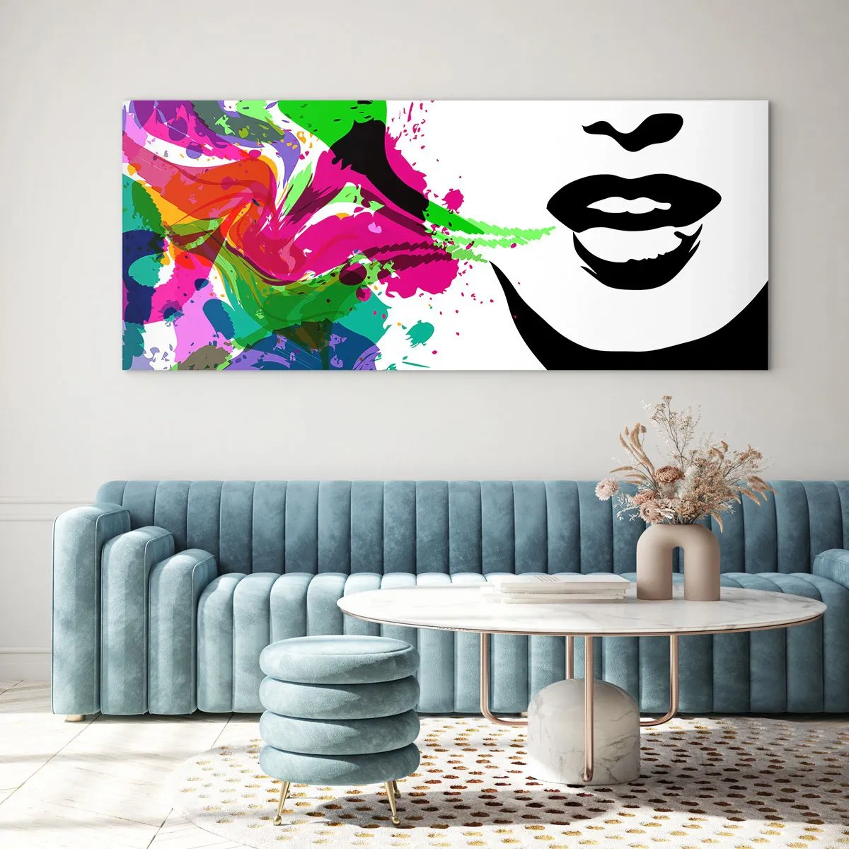 Quadro em vidro - Uma história nas cores do arco-íris - 90x30 cm