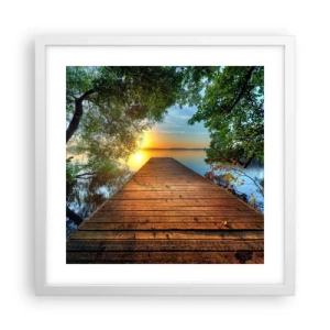 Pôster em moldura branca - Tome o seu tempo, sente-se - 40x40 cm